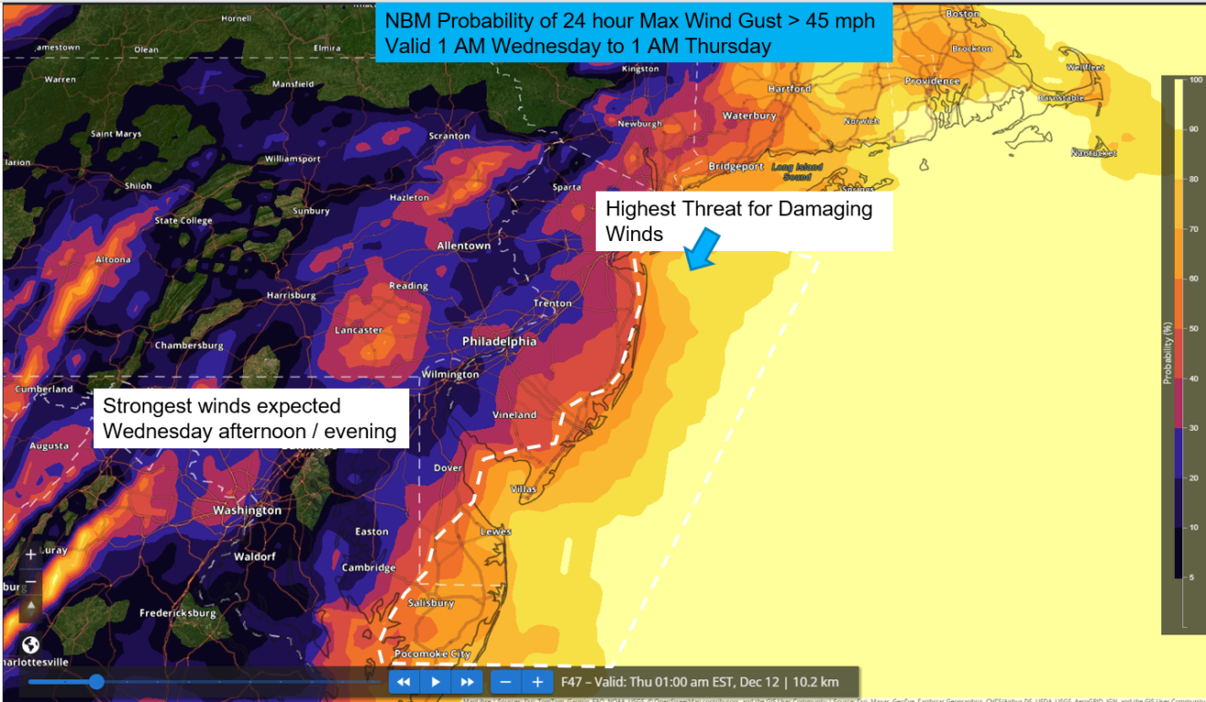 Heavy rain & strong winds for 12.11.24 – Borough of Highlands, New Jersey