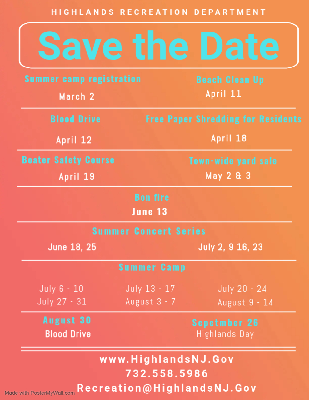 March - September 2026 events